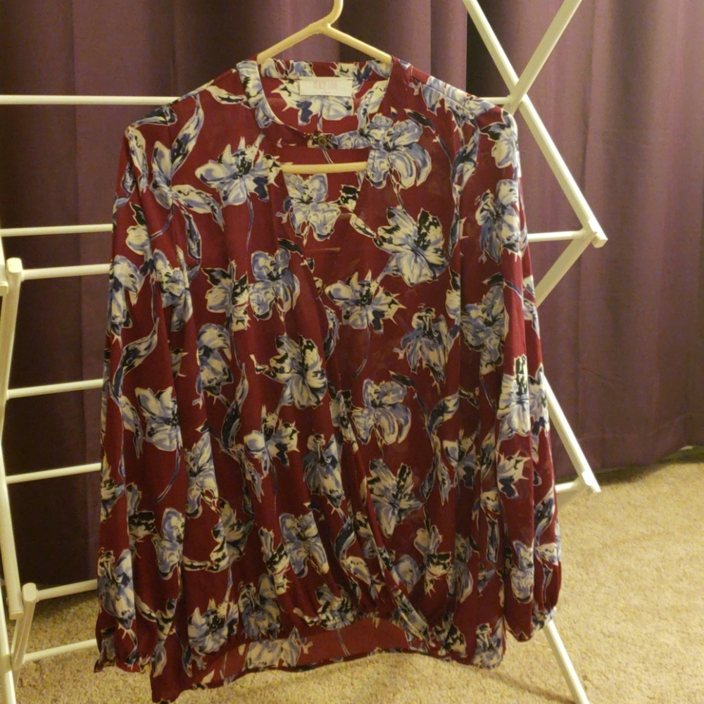 Red flower blouse